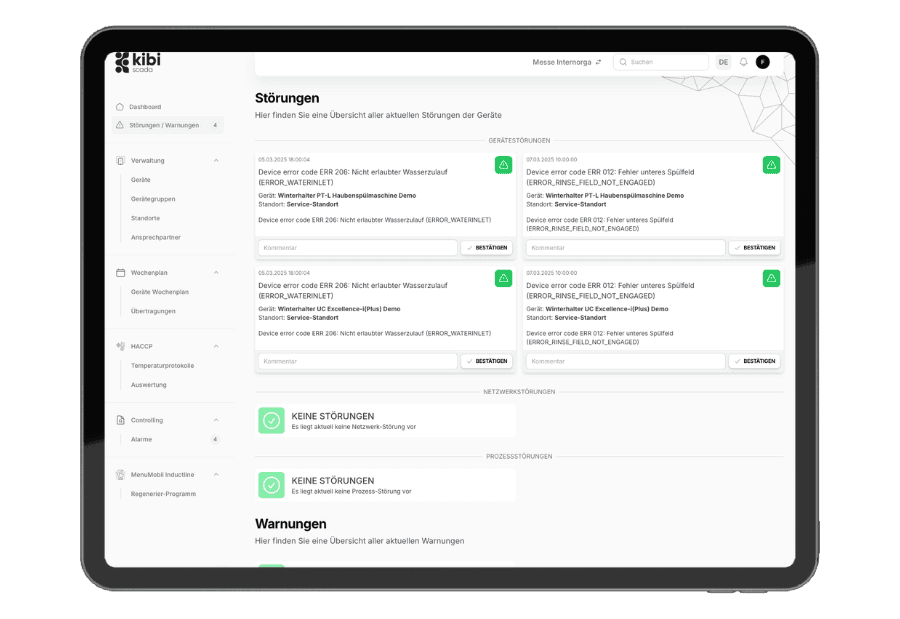 Detailansicht eines Kibi Scada Alarms mit Eskalationsverlauf und Quittierung
